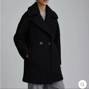 NVLT Black Flat Boucle Double Breasted Over Coat Large